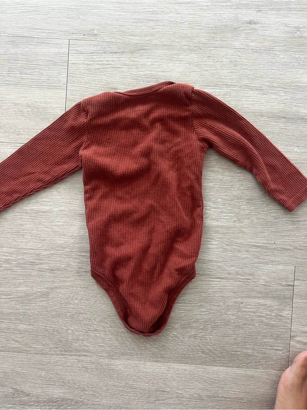 chick pea Rust Ribbed Long-Sleeve Baby One-Piece